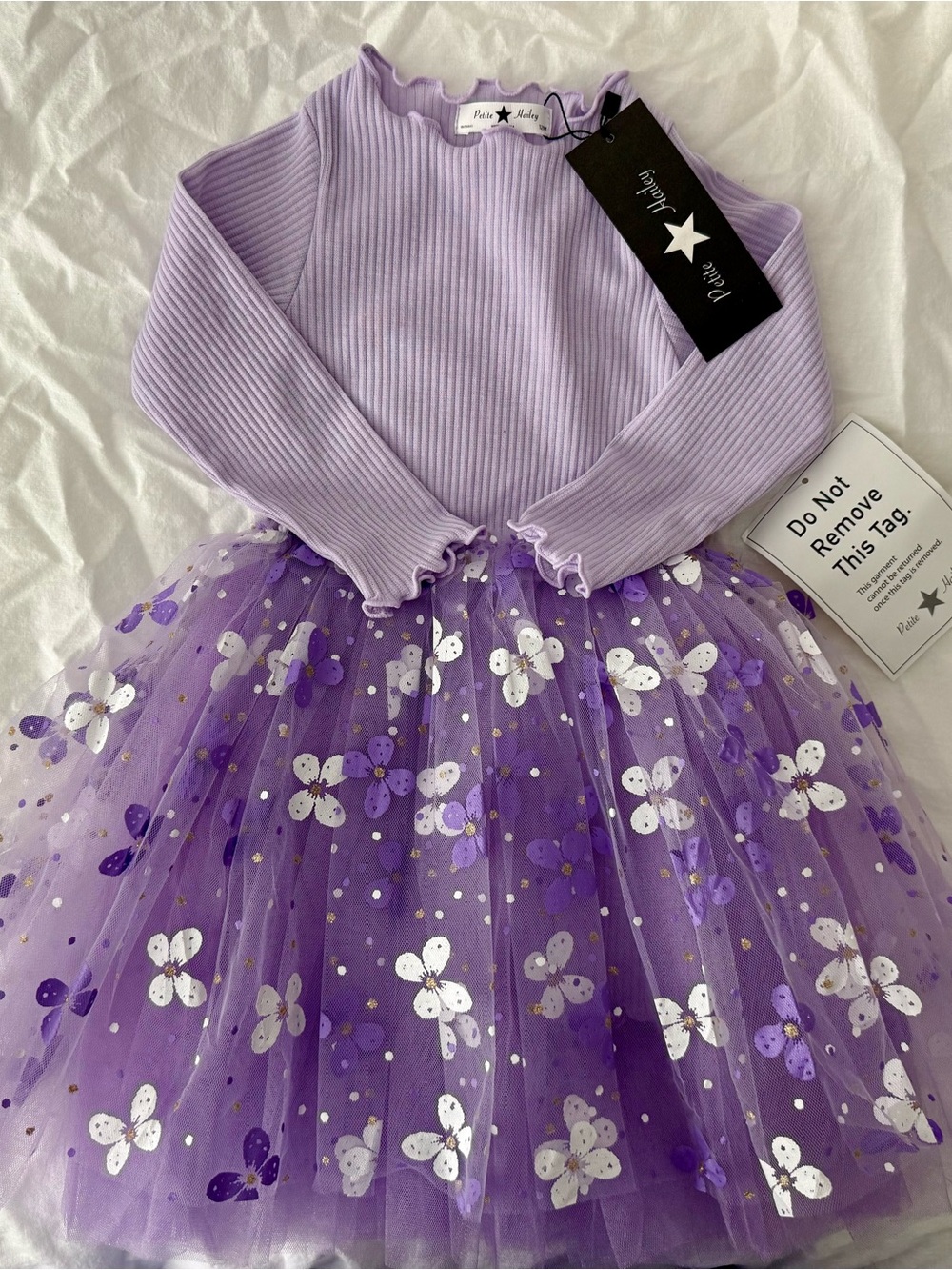 Petite Hailey Lilac & Purple Butterfly Tulle Tutu Baby Dress (12 Month)